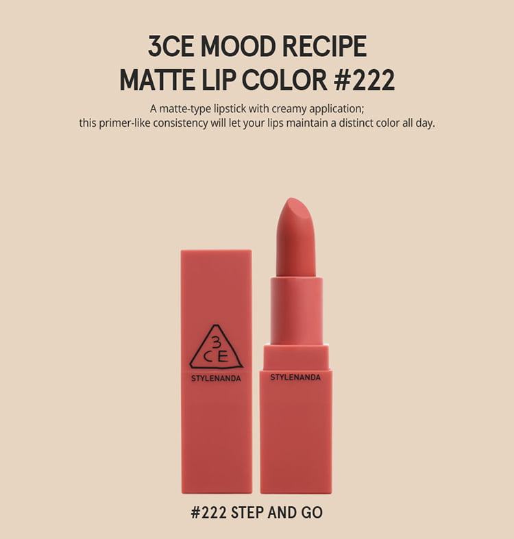Son Thỏi 3CE Mood Recipe On & Off Lip Color 222 Step & Go